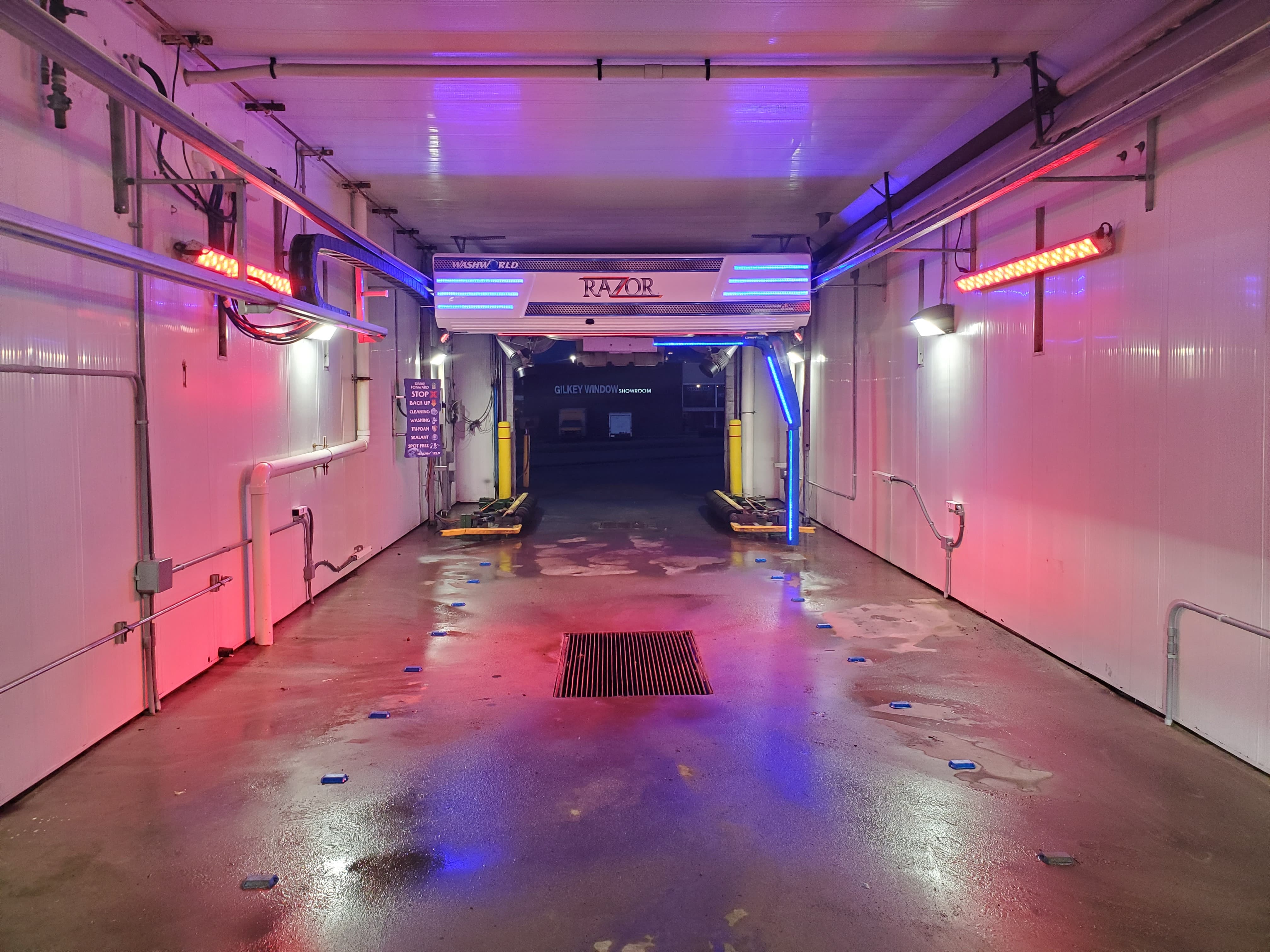 Touchless wash at night